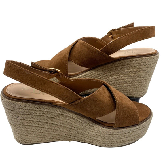 Boho Betani Sky High Platform Cottage Wedge Espadrille Leather Strap 7.5 Sandals - Picture 4 of 9